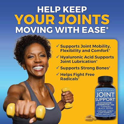 Glucosamine Chondroitin MSM Joint Support Supplement, 90 Capsules - with Turmeric, Black Pepper, Boswellia and Hyaluronic Acid - Joint Health Supplement for Mobility, Flexibility and Comfort
