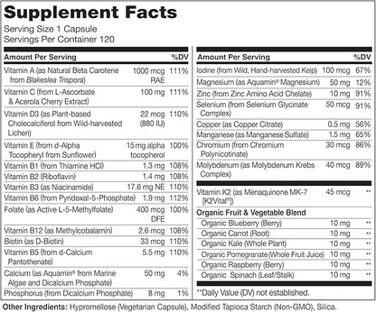 NATURELO Mens Multivitamins - One Daily Multivitamin for Men with Vitamins, Minerals & Organic Whole Foods, Boost Energy & Health, Non-GMO, 120 Vegetarian Capsules