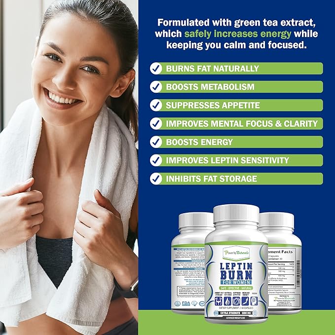 Power By Naturals Advanced Leptin Supplements for Weight Loss for Women, African Mango Leptin Weight Loss, Gluten-Free, Dietary Supplements for Weight Loss, Vegetarian, Easy to Swallow, 60 Capsules