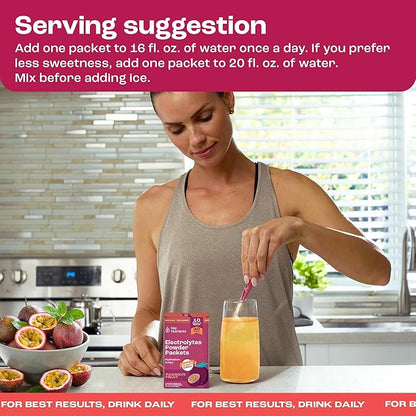 KEY NUTRIENTS Multivitamin Electrolytes Powder Packets - Delicious Passion Fruit 40 Pack Hydration Packets - Travel Hydration Powder - No Sugar, No Calories, Gluten Free - Made in USA