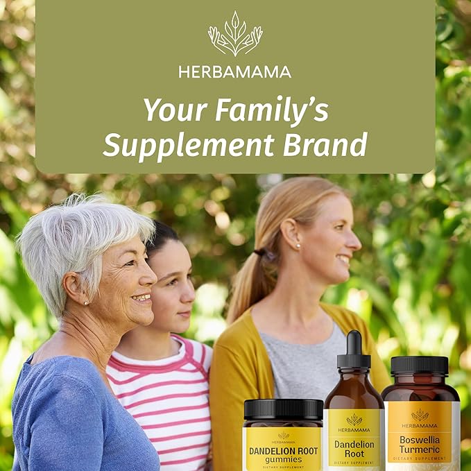 HERBAMAMA Dandelion Root Extract - Dandelion Tincture Vegan Liver Health Supplements - Dandelion Root Liver and Kidney Cleanse Drops - Alcohol & Sugar-Free, 56-Day Supply