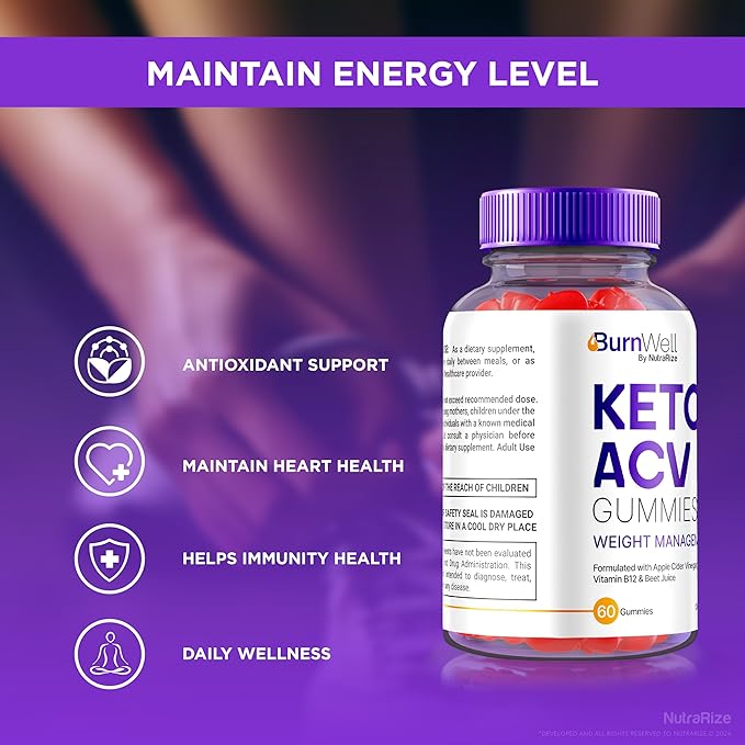 BurnWell Keto ACV Gummies, Burn Well Advanced Keto + ACV Gummies Weight Loss Formula, 1000 MG Apple Cider Vinegar, Keto Plus ACV Gummy, Official ACV Keto Reviews (60 Gummies)