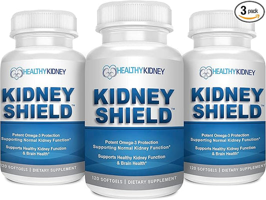 Kidney Shield 120 Caps Kidney Supplement to Support Normal Kidney Function and Support Kidney Health for Kidney Cleanse Omega 3 - (3 Pack)