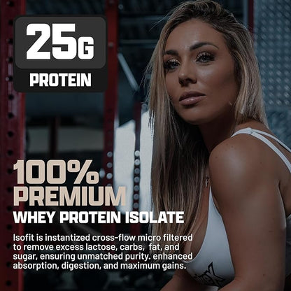 Nutrex Research IsoFit Whey Protein Powder Instantized 100% Whey Protein Isolate (30 Servings (Pack of 1), Cookies & Cream)