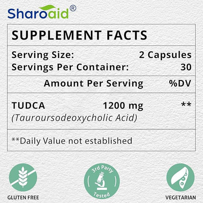TUDCA Liver Support Supplements 1200 mg-Third Party Tested-Bile Salts for Liver Detox Cleanse-High Strength Formula-Vegan Capsules for Liver,Gallbladder,Kidney Health,2 Bottle-120 Capsules