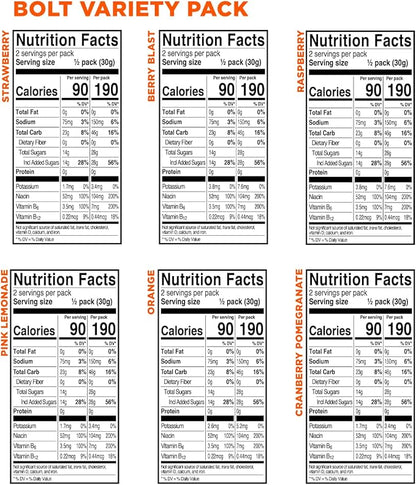 PROBAR - BOLT Organic Energy Chews, Variety Pack, Strawberry, Berry Blast, Orange, Raspberry, Pink Lemonade, Cranberry Pomegranate - Gluten-Free, USDA Certified Organic (12 Count) - Flavors May Vary