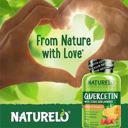 NATURELO Quercetin Citrus Bioflavonoid Supports Immune Health and Overall Well Being* 120 Quercetin 500mg Capsules