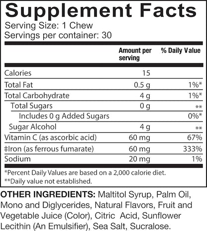 Celebrate Vitamins Iron Supplement with Vitamin C - 60mg Iron, 60mg Vitamin C, Bariatric Vitamins for WLS Patients, Vertical Sleeve & Gastric Bypass Surgery - Citrus, 90 Soft Chews