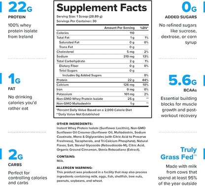 LEGION Whey+ Whey Isolate Protein Powder from Grass Fed Cows - Low Carb, Low Calorie, Non-GMO, Lactose Free, Gluten Free, Sugar Free, All Natural Whey Protein Isolate, 30 Servings (Apple Pie)