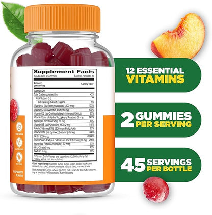 Lifeable Womens Multivitamin Gummy | with Vitamin A, C, D, E, Niacin, B6, Folate, B12, Biotin, Pantothenic Acid, Iodine, Zinc | Great Tasting Multivitamin for Women Gummies | 90 Gummies