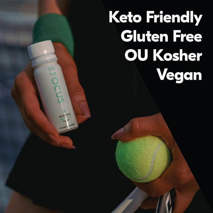 Tru Focus Shot, Apple Kiwi Flavored Extra Strength Energy Shots - Zero Sugar Nootropic Drink plus Adaptogens, Choline, and Yerba Mate - Natural Caffeine, GF, Keto, Vegan Supplement, 2oz (Pack of 24)