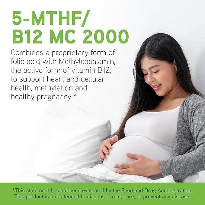DAVINCI Labs 5-MTHF/B12 MC 2000 - Active Forms of Vitamin B12 & Vitamin B9 (Folate) Supplement - Helps with Pregnancy Support, Heart Health, Brain Health & More* - 60 Capsules