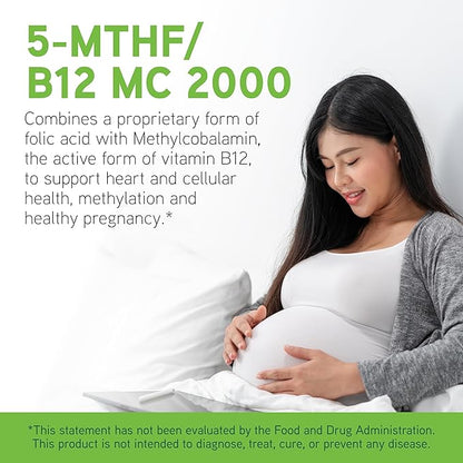 DAVINCI Labs 5-MTHF/B12 MC 2000 - Active Forms of Vitamin B12 & Vitamin B9 (Folate) Supplement - Helps with Pregnancy Support, Heart Health, Brain Health & More* - 60 Capsules