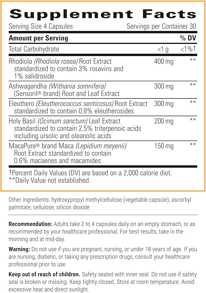 Integrative Therapeutics HPA Adapt - Supports Healthy Stress Response* - with Ashwagandha, Maca, Holy Basil & Rhodiola - Gluten Free - Soy Free - 120 Vegan Capsules - 2 Pack
