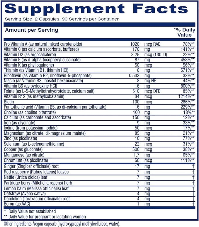 Vitanica Maternal Symmetry, Prenatal and Postnatal Vitamins, Vegan/Vegetarian, 180 Capsules