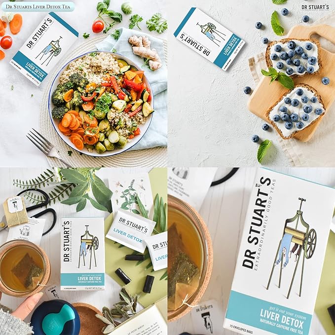 Dr Stuart's Liver Detox Tea - 90 Teabags (15 bags x Pack of 6) | with Dandelion Root, Centaury Herb & Milk Thistle | Supports Healthy Liver | Naturally Caffeine Free