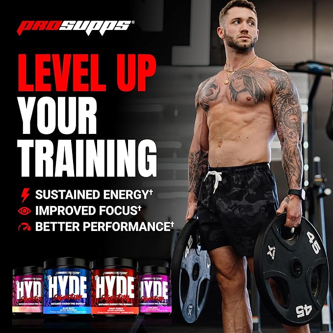 PROSUPPS Mr. Hyde Signature Pre Workout with Creatine, Beta Alanine, TeaCrine and Caffeine for Sustained Energy, Focus Pumps - Pre-Workout Energy Drink Men Women (Blue Razz, 30 Servings)