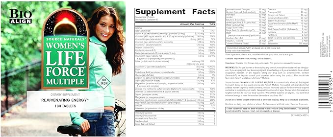 Source Naturals Wonmen's Life Force Mutiple, Dietary Supplement Rejuvenating Enegry* - 180 Tablets
