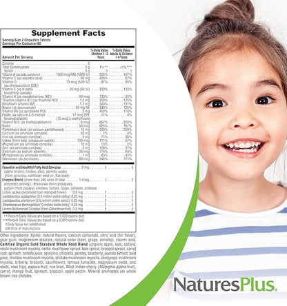 NaturesPlus Animal Parade Gold Children's Multivitamin - Assorted Cherry, Orange & Grape Flavors - 120 Animal-Shaped Chewable Tablets, Pack of 2 - Vegan, Gluten Free - 120 Total Servings