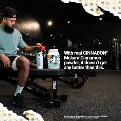 GHOST Whey Protein Powder, Cinnabon - 2LB Tub, 25G of Protein - Cinnamon Roll Flavored Isolate, Concentrate & Hydrolyzed Whey Protein Blend - Post Workout Shakes - Soy & Gluten Free