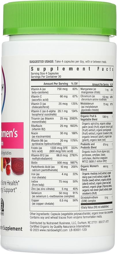 Rainbow Light Women's Organic Multi, 120-Capsules