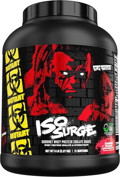 Mutant ISO Surge Whey Protein Isolate Powder Acts Fast to Help Recover, Build Muscle, Bulk and Strength, 5 lb - Strawberry Milkshake