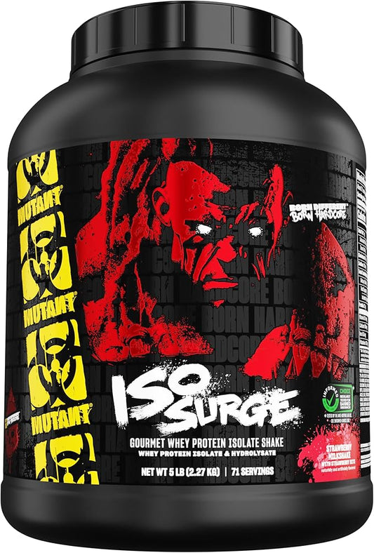 Mutant ISO Surge Whey Protein Isolate Powder Acts Fast to Help Recover, Build Muscle, Bulk and Strength, 5 lb - Strawberry Milkshake