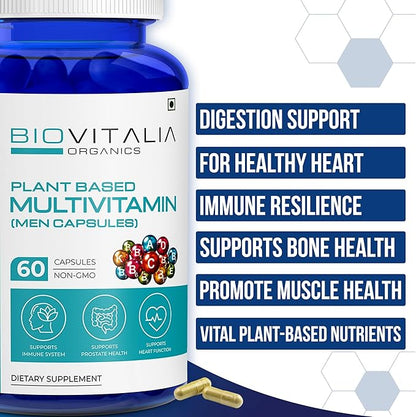 Biovitalia Multivitamin Capsules for Men Promote Body Immunity & Support Healthy Heart Function for Daily Active Energy -Enriched with Essential Vitamins, Minerals, Antioxidants - 60 Capsules