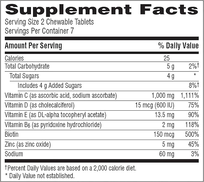 Emergen-C Immune+ Chewables 1000mg Vitamin C Tablet, with Vitamin D, Immune Support Dietary Supplement for Immunity, Orange Blast Flavor - 14 Count