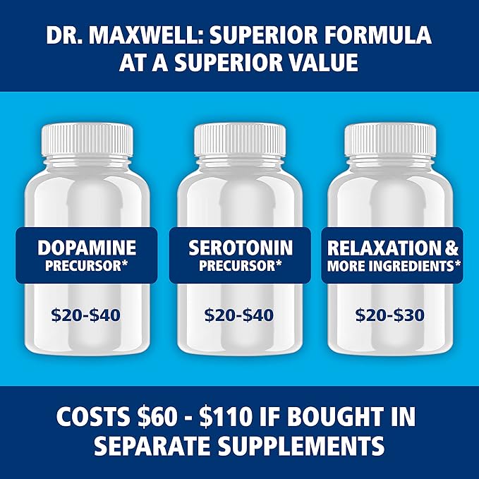 Serotonin and Dopamine Supplements, Better Than Dopamine or Serotonin Support Only. Helps Maintain Normal Neurotransmitter Levels. Mucuna Pruriens, 5-HTP, 60 Capsules Women Men