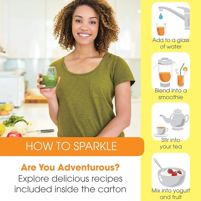 Sparkle Wellness Skin Boost Plus Verisol Collagen Peptides Protein Powder Vitamin C Orange Plus Supplement Drink, 7.7 oz