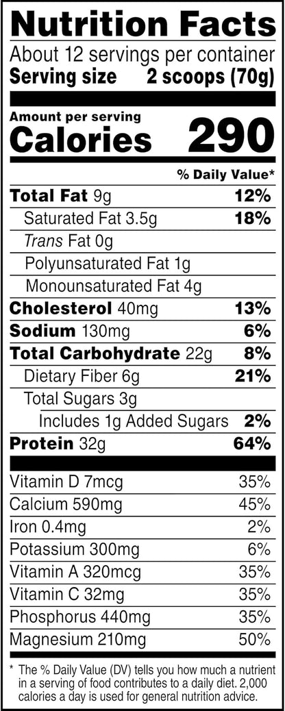 Muscle Milk Genuine Protein Powder, Cookies 'N Crème, 1.93 Pounds, 12 Servings, 32g Protein, 3g Sugar, Calcium, Vitamins A, C & D, NSF Certified for Sport, Energizing Snack, Packaging May Vary