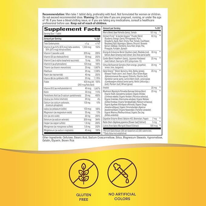 Nature's Way Alive! Men's Daily Ultra Multivitamin, Promotes Healthy Heart & Muscle Function*, with B-Vitamins Including Methylated B12, Gluten Free, 150 Tablets (Packaging May Vary)