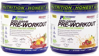 Performance Inspired Nutrition PreWorkout Powder - All Natural - G-Free & Vegan Formula - Contains Citrulline - Nitrosigine - Green Tea - Arginine - Beta Alanine - Tropical Fruit Punch - 32 Servings