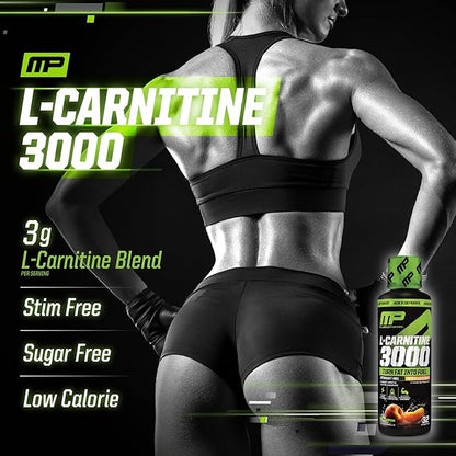 Muscle Pharm L-Carnitine 3000, The Ultimate Liquid L Carnitine Supplement for High-Performance, Supports Metabolism, Hydration & Energy, Zero Sugar/Calories, Peach Nectarine Flavor, 32 Servings