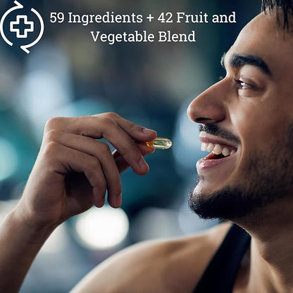 Daily 7 Essentials Men's Vitamin Pack - 7 Pack Adult Male Multivitamin & Multimineral Pack for Energy, Metabolism, Immune System Support, Prostate Support with Probiotic, Digestive Enzymes