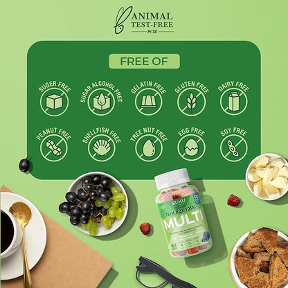 Teen Boy Multivitamin – Sugar Free Vegetarian Gummy Supplement for Teen Boys 19 Essential Nutrients Strengthens Bones Muscles Enhances Energy Health – Blueberry Grape Flavor (60 Count)