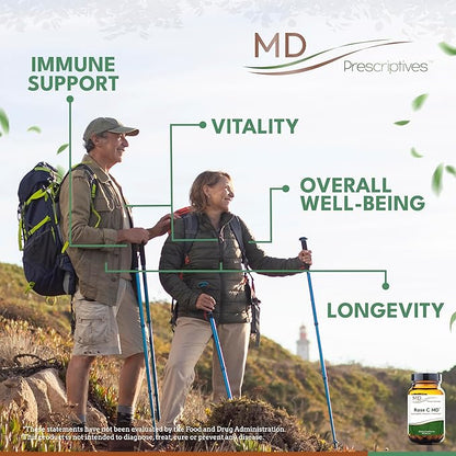 Rose C MD – Synergistic Vitamin C Dietary Supplement with Antioxidants: Rose HIPS, Ascorbic Acid & Zinc – 90 Capsules