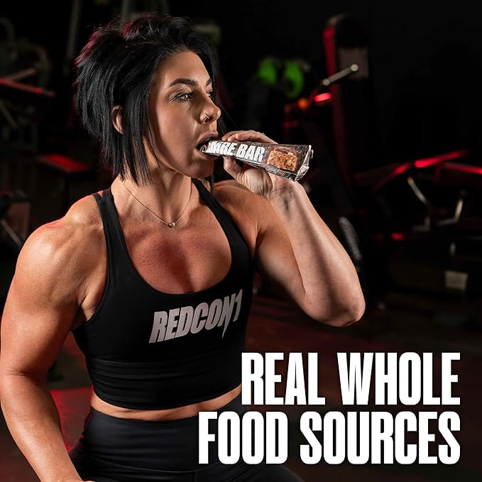 REDCON1 x Mossy Oak MRE Protein Bar, Caramel Trail Mix - 20g of Whole Food Protein + MCT Oil - Easily Digestible, Macro Balanced Low Sugar Meal Replacement Bar (12 Count)