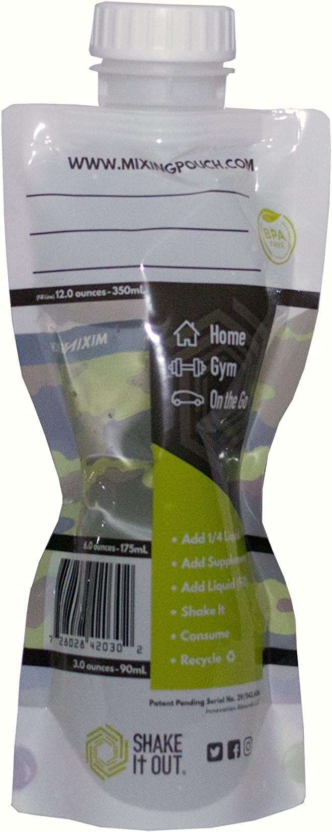 Collapsible Shaker Bottle for Protein Shakes, Supplements - 12 Ounce Reusable, Recyclable, Travel Bottle