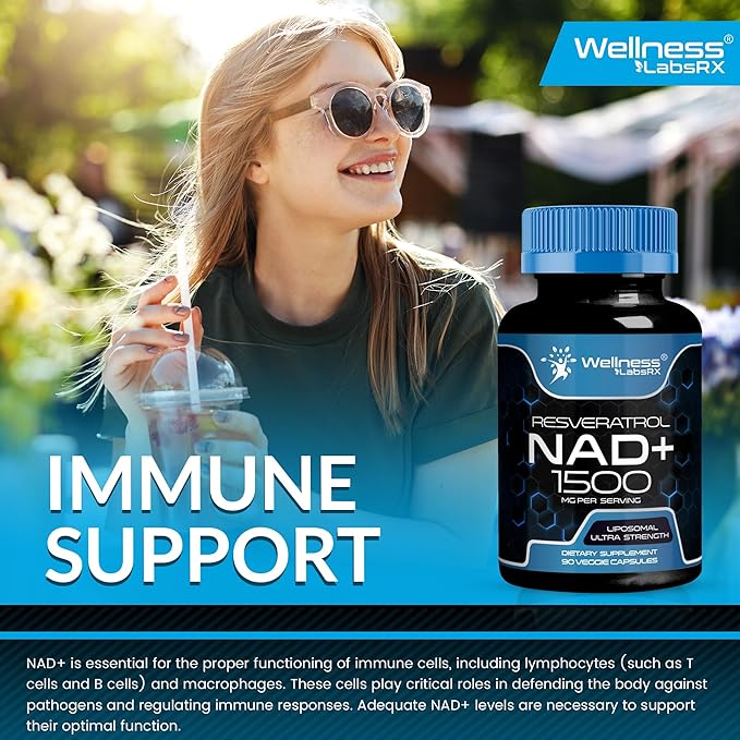 NAD Supplement, 1500mg - Liposomal NAD+ Supplement with Resveratrol, NAD Plus Boosting Supplement - Support Cellular Health, Stamina & Healthy Aging - Ultra Strength Capsules - 2 Pack