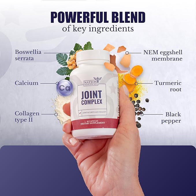 Joint Complex - Joint & Cartilage Health - Joint Support Supplement with Calcium, NEM Eggshell Membrane, Boswellia Serrata - Knee Supplements for Men & Women, 30 Capsules