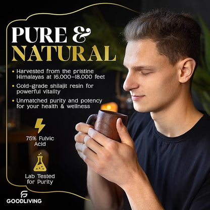 Shilajit Resin – Pure Himalayan Shilajit for Energy, Strength & Immune Support - 85+ Minerals, 75% Fulvic Acid - High Potency, Lab-Tested Pure Shilajit Supplement for Men & Women (30g)