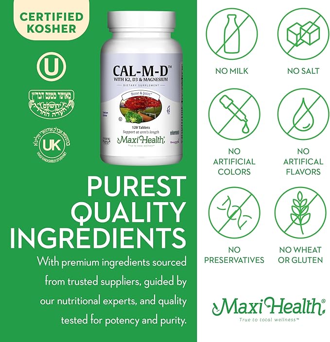 Calcium with Vitamin D3, K2 and Magnesium - Overall Health Supplement for Strong Bones and Teeth, Muscle Function, Immune Support - Vitamin D Vitamin K Enhanced Absorption for Women & Men, 120 Tablets