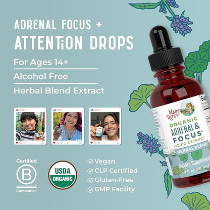 USDA Organic Nootropic Focus Supplement with Ginkgo Biloba - Brain, Memory and Adrenal Support