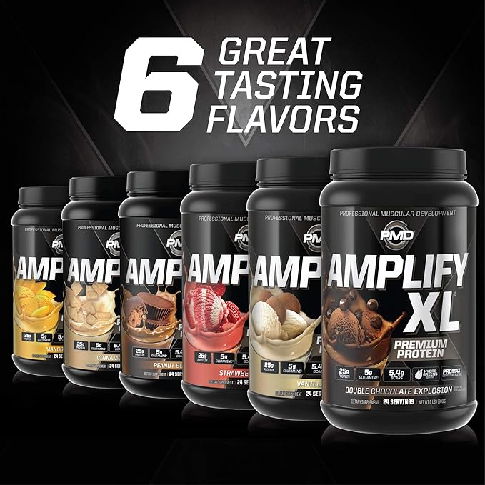 PMD Sports Amplify XL Premium Whey Protein Supplement Hydro Greens Blend - Glutamine and Whey Protein Matrix with Superfood for Muscle, Strength and Recovery - Toffee Macchiato (24 Servings)