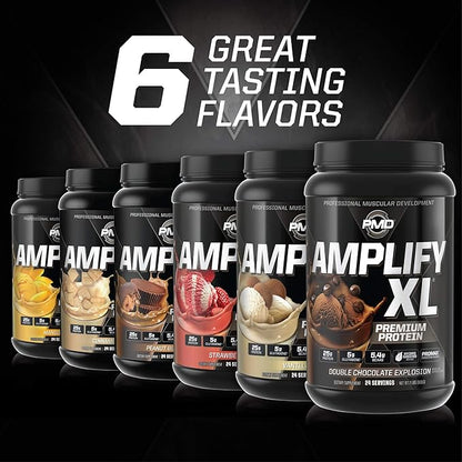 PMD Sports Amplify XL Premium Whey Protein Supplement Hydro Greens Blend - Glutamine and Whey Protein Matrix with Superfood for Muscle, Strength and Recovery - Toffee Macchiato (24 Servings)