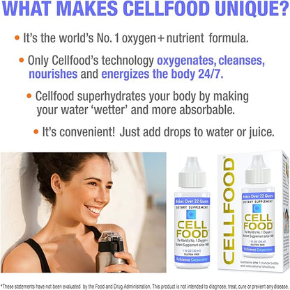 Cellfood Liquid Concentrate - 1 fl oz, 5 Pack - Oxygen + Nutrient Supplement - Supports Immune System, Energy, Endurance, Hydration & Overall Health - Gluten Free, Non-GMO, Kosher - Makes 22+ Quarts
