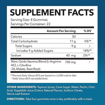 L Arginine Gummies - L Arginine Supplements for Men with L Citrulline and Beet Root - Nitric Oxide Supplement - L Arginine Supplement for Endurance Support - Sour-Berry Flavored - 88 NO Gummies