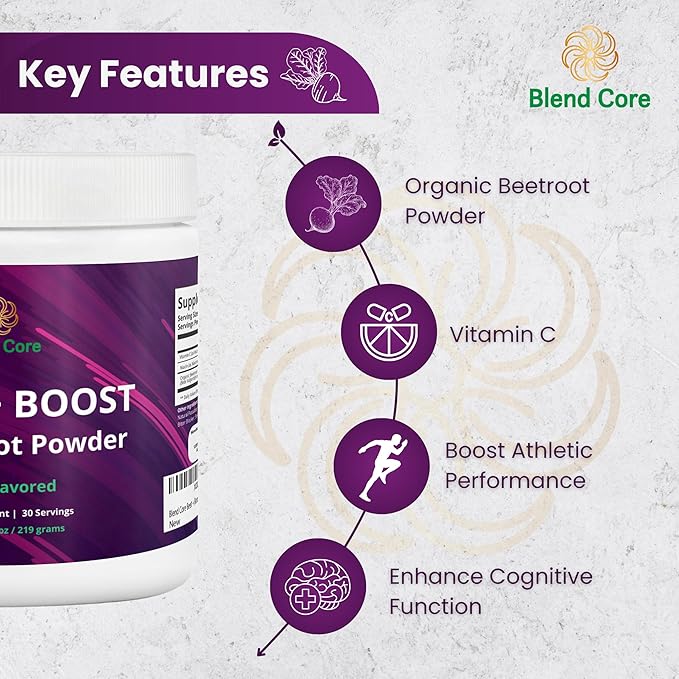 Beet + Boost Organic Beet Root Powder - Berry Flavored SuperBeet - Boost Daily Nutrition, Athletic Performance, Vegan, Lactose-Free, and Non-GMO Beets Root Powder Supplement
